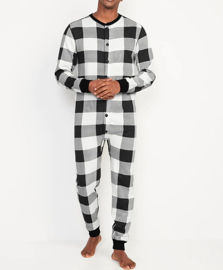 HOLIDAY CHRISTMAS PLAID ONE-PIECE PAJAMAS LOUNGEWEAR - #22KONM916