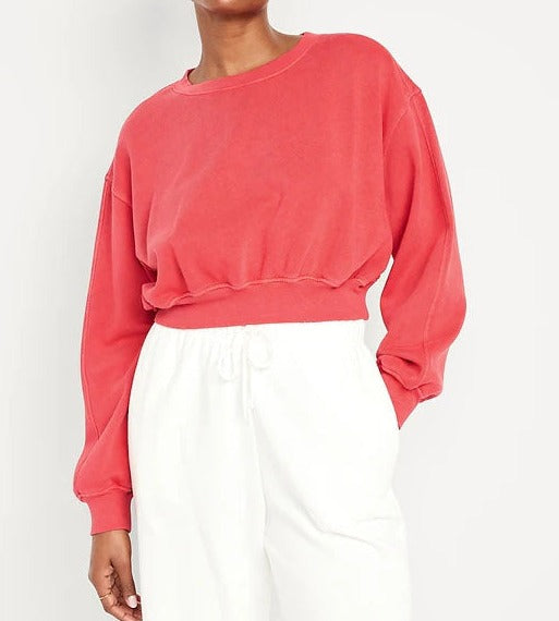 OVERSIZED CROP FLEECE SWEATSHIRT