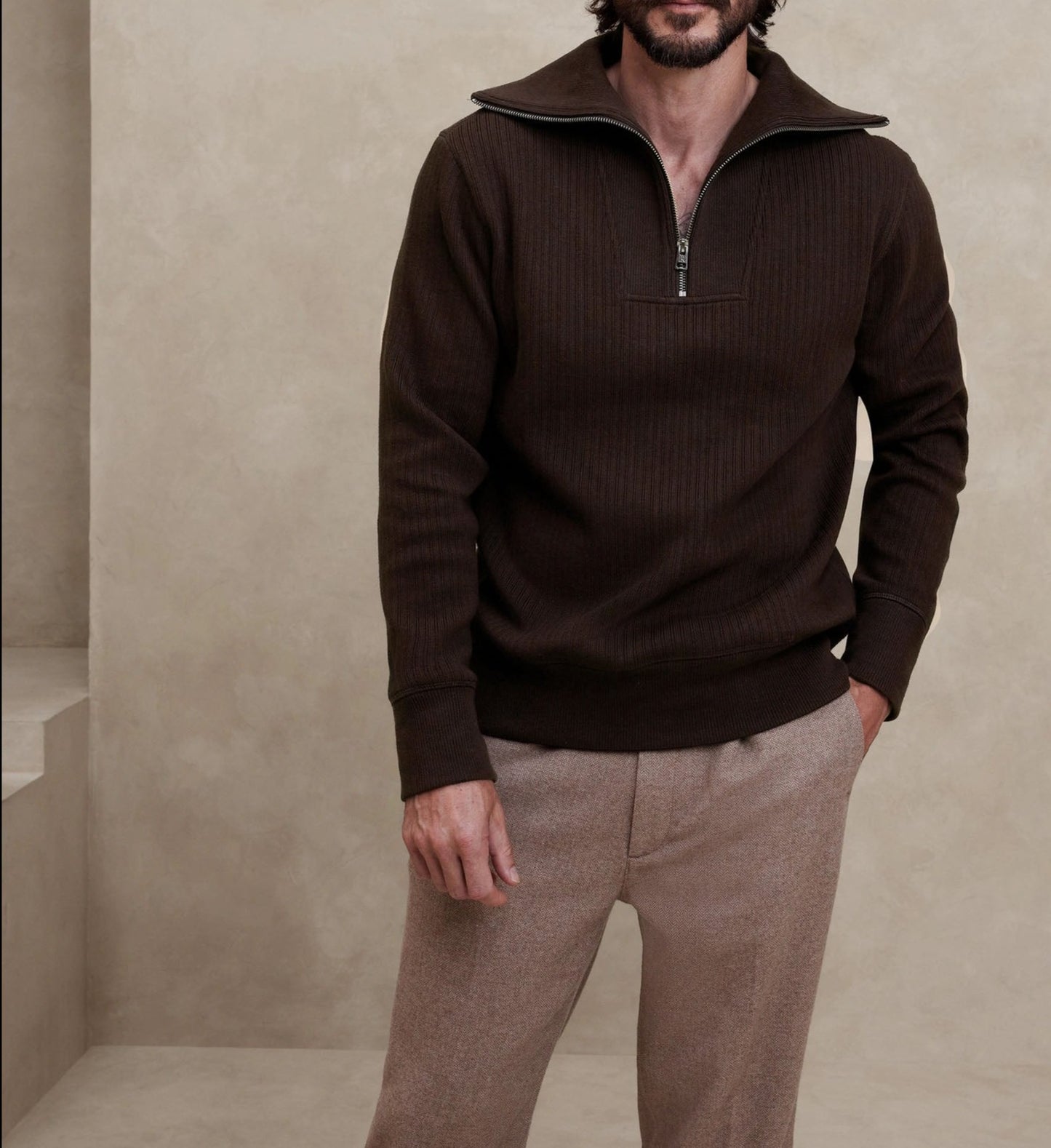 MENS FRENCH RIB HALF-ZIP