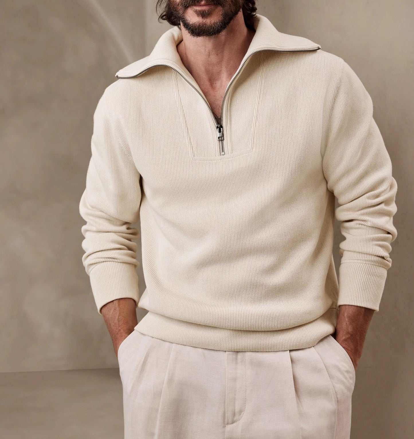 MENS FRENCH RIB HALF-ZIP