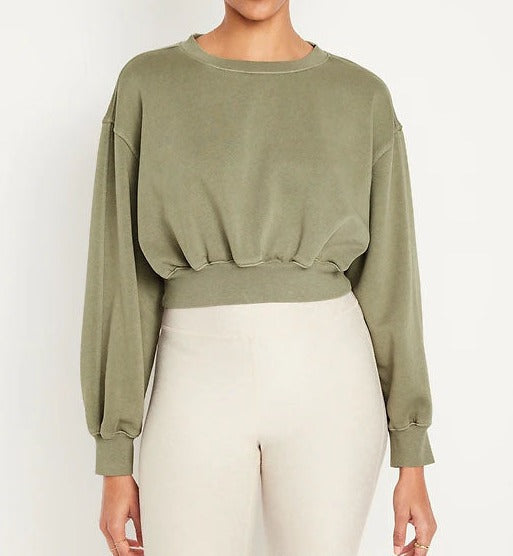 OVERSIZED CROP FLEECE SWEATSHIRT