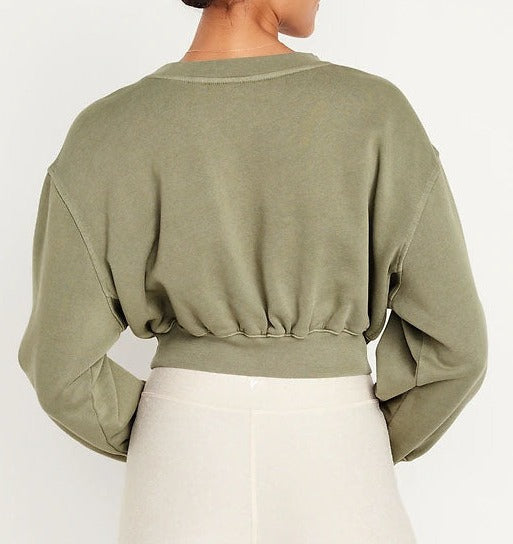 OVERSIZED CROP FLEECE SWEATSHIRT