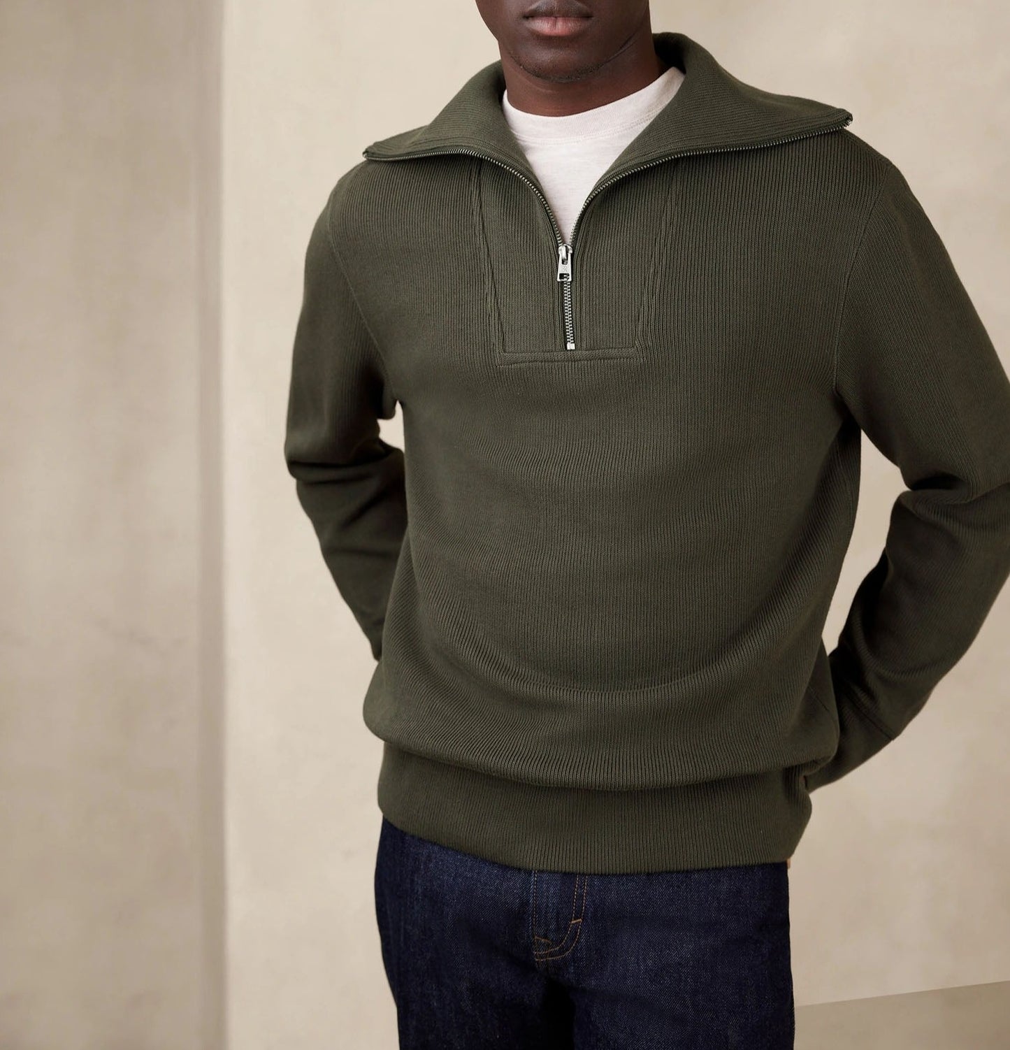 MENS FRENCH RIB HALF-ZIP