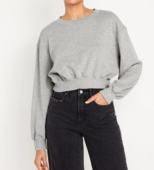 OVERSIZED CROP FLEECE SWEATSHIRT