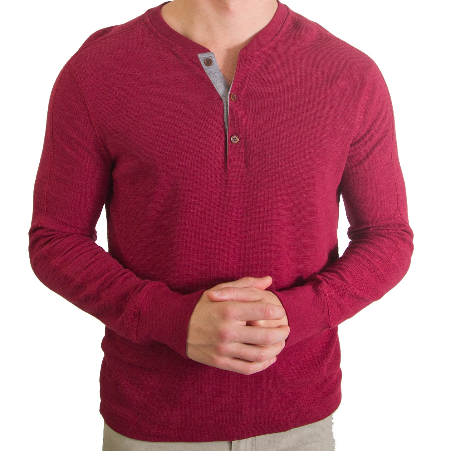 Core Temp Waffle Knit Henley Button Shirts #491392