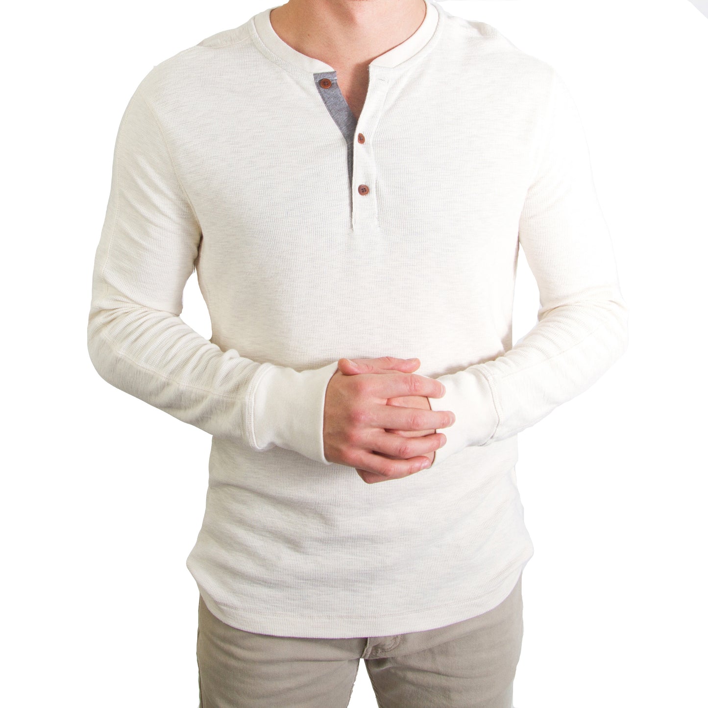 Core Temp Waffle Knit Henley Button Shirts #491392