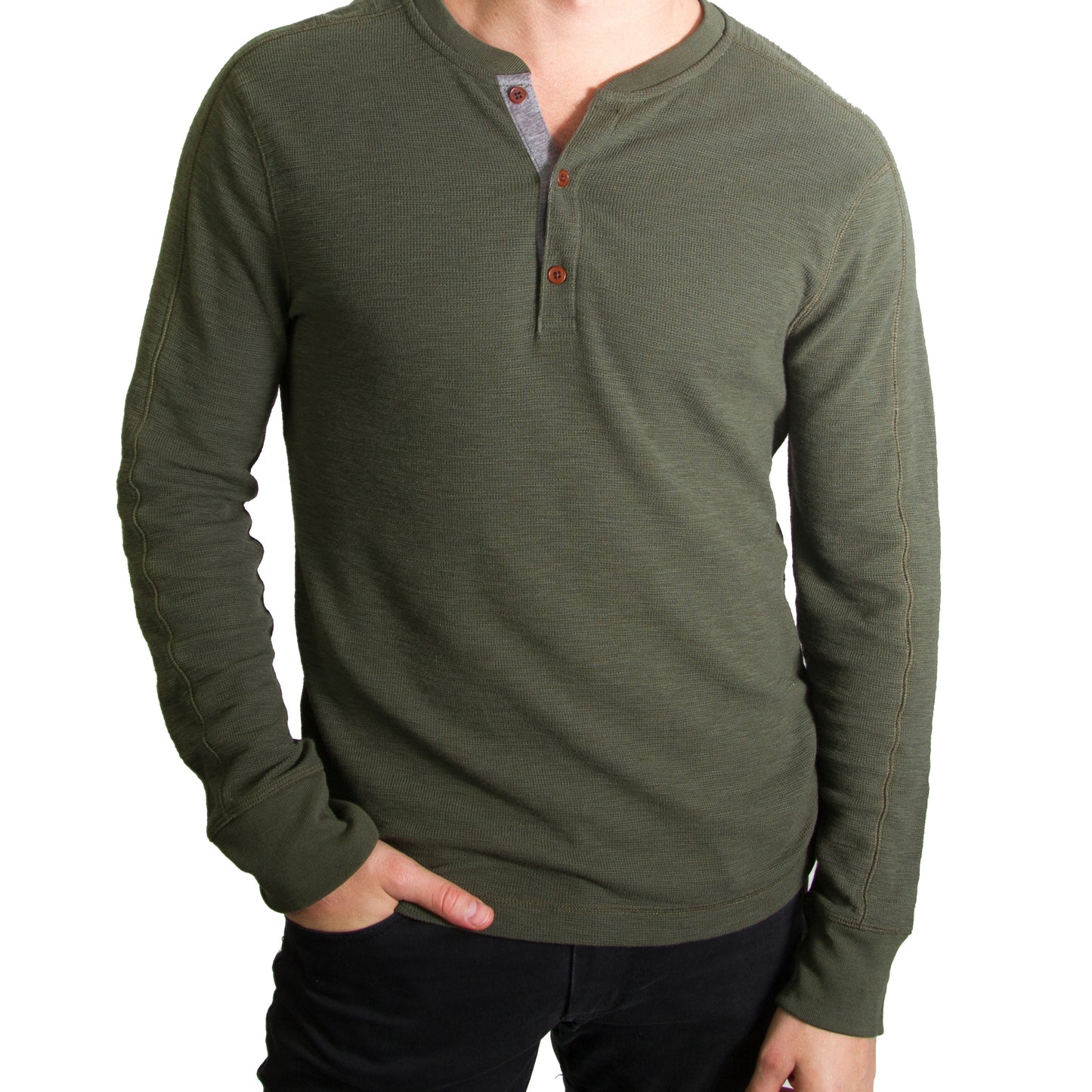 Core Temp Waffle Knit Henley Button Shirts #491392