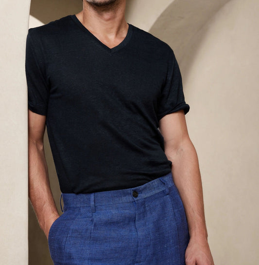 LINEN V-NECK T-SHIRT