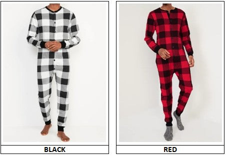 HOLIDAY CHRISTMAS PLAID ONE-PIECE PAJAMAS LOUNGEWEAR - #22KONM916