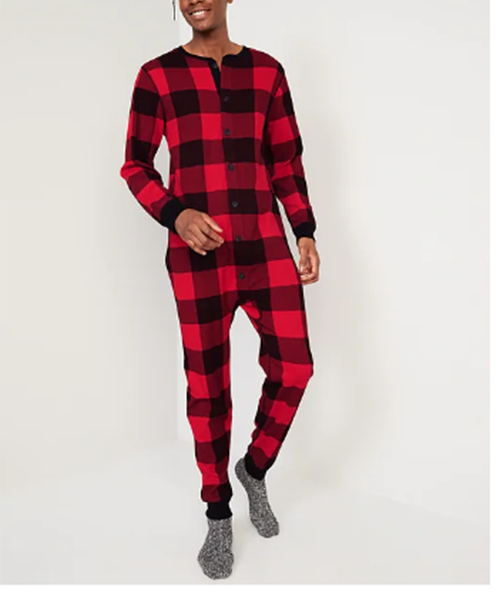 HOLIDAY CHRISTMAS PLAID ONE-PIECE PAJAMAS LOUNGEWEAR - #22KONM916